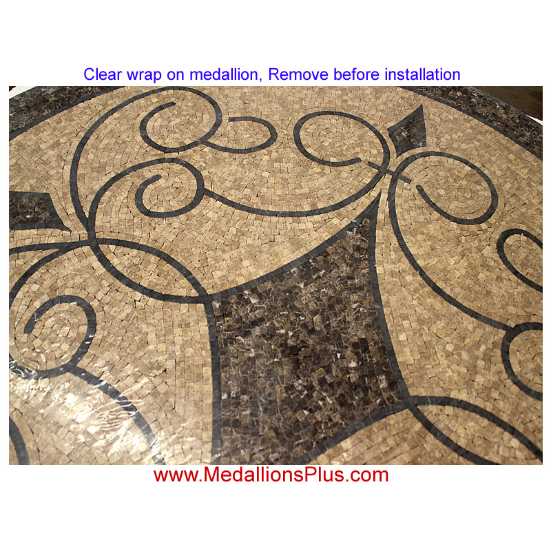 Iron Works II, 60" Honed Mosaic Floor Medallion